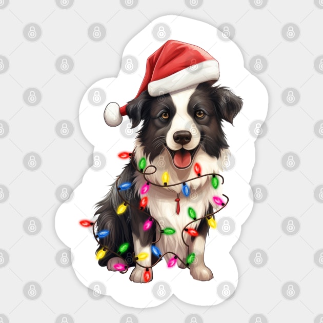 Christmas Border Collie Sticker by Chromatic Fusion Studio